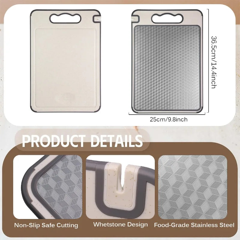 Lunoox™ Dual-Sided Titanium & Wheat Straw Cutting Board