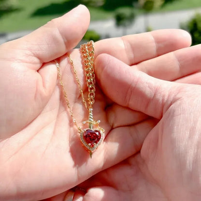 Heart And Sword Necklace Set (+ FREE Gift Box)
